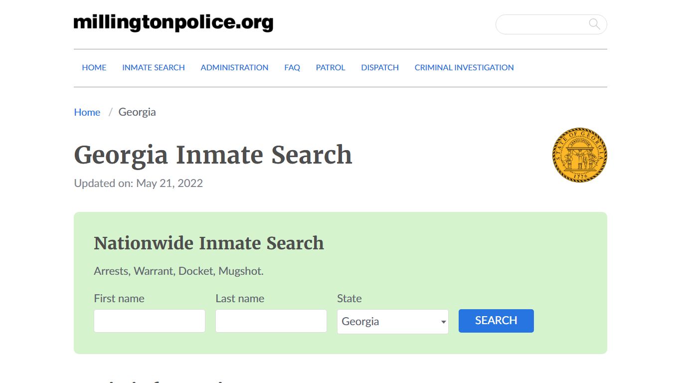 Georgia Inmate Search – Georgia Department of Corrections ...